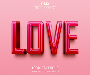Love PSD Fully Editable Text Effect. Layer Style PSD Mockup Template