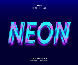 Neon PSD Fully Editable Text Effect. Layer Style PSD Mockup Template