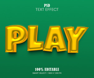 Play PSD Fully Editable Text Effect. Layer Style PSD Mockup Template