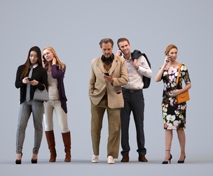 Basics_0001 - Standing A set containing 5 models of male and female adults standing in business