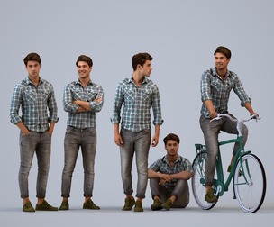 Basics_0008 - Mix A set containing 5 models of male adults standing in casual attire in public