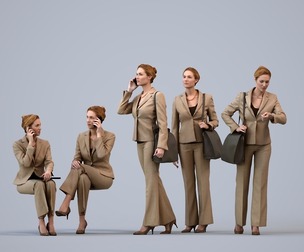 Basics_0009 - Mix A set containing 5 models of male and female adults sitting in business attire in
