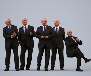 Basics_0010 - Mix A set containing 5 models of male and female seniors standing in business attire