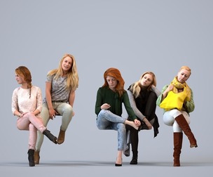 Basics_0011 - Sitting A set containing 5 models of male and female adults sitting in casual attire