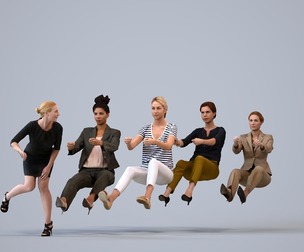 Basics_0017 - Driving A set containing 6 models of female adults sitting in business attire
