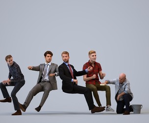 Basics_0018 - Driving A set containing 5 models of male adults sitting in casual attire in public