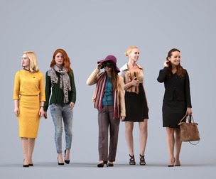 Basics_0019 - Standing A set containing 5 models of female adults standing in business attire in