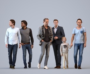 Basics_0020 - Standing A set containing 5 models of male and female adults walking in business