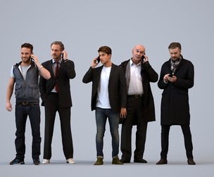 Basics_0022 - Standing A set containing 5 models of male adults standing