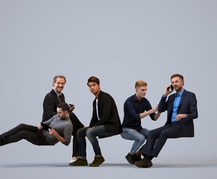 Basics_0024 - Sitting A set containing 5 models of male adults sitting in casual attire