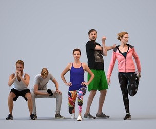 Basics_0025 - Sport A set containing 5 models of male and female adults standing in sport attire