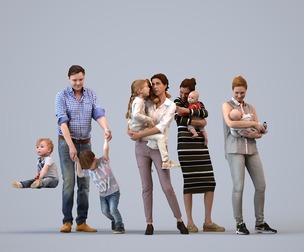 Basics_0026 - Kids A set containing 5 models of male and female children standing in casual attire