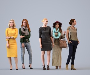 Basics_0027 - Standing A set containing 5 models of female adults standing in casual attire