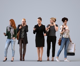Basics_0035 - Standing A set containing 5 models of female adults standing in casual attire