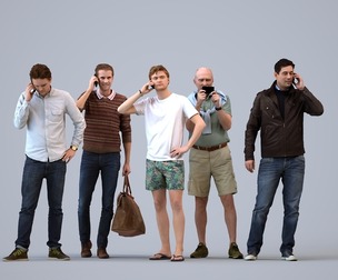 Basics_0036 - Standing A set containing 5 models of male adults standing in casual attire in public
