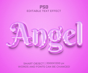 3D Angel PSD Fully Editable Text Effect. Layer Style PSD Mockup Template