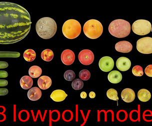 Fruits and Vegetables Collection Lowpoly 38 in 1 PBR