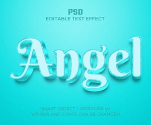 3D Angel PSD Fully Editable Text Effect. Layer Style PSD Mockup Template