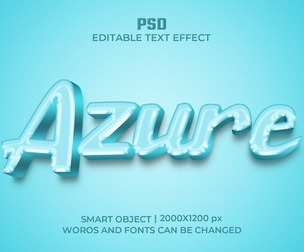 3D Azure PSD Fully Editable Text Effect. Layer Style PSD Mockup Template