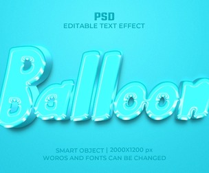 3D Ballon PSD Fully Editable Text Effect. Layer Style PSD Mockup Template