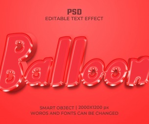 3D Ballon PSD Fully Editable Text Effect. Layer Style PSD Mockup Template