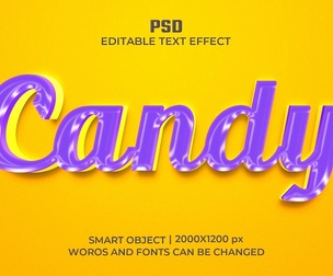 3D Candy PSD Fully Editable Text Effect. Layer Style PSD Mockup Template