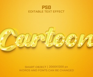 3D Catroon PSD Fully Editable Text Effect. Layer Style PSD Mockup Template