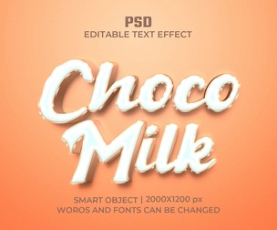 3D Choco Milk 1 PSD Fully Editable Text Effect. Layer Style PSD Mockup Template