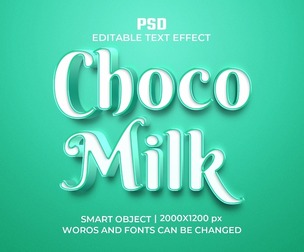 3D Choco Milk PSD Fully Editable Text Effect. Layer Style PSD Mockup Template