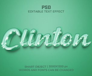 3D Clinton PSD Fully Editable Text Effect. Layer Style PSD Mockup Template
