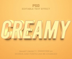 3D Creamy PSD Fully Editable Text Effect. Layer Style PSD Mockup Template