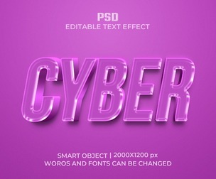 3D Cyber PSD Fully Editable Text Effect. Layer Style PSD Mockup Template