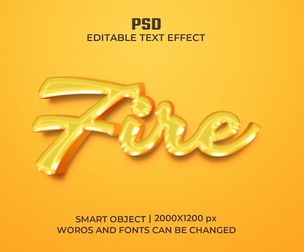 3D Fire PSD Fully Editable Text Effect. Layer Style PSD Mockup Template