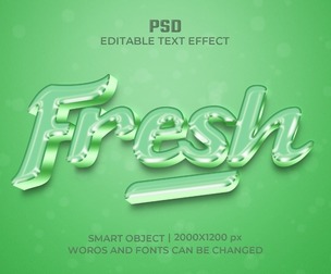 3D Fresh PSD Fully Editable Text Effect. Layer Style PSD Mockup Template
