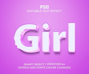 3D Girl PSD Fully Editable Text Effect. Layer Style PSD Mockup Template