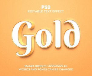 3D Gold PSD Fully Editable Text Effect. Layer Style PSD Mockup Template
