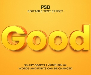 3D Good PSD Fully Editable Text Effect. Layer Style PSD Mockup Template