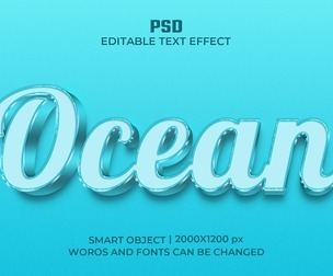 3D Ocean PSD Fully Editable Text Effect. Layer Style PSD Mockup Template