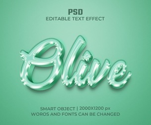 3D Olive PSD Fully Editable Text Effect. Layer Style PSD Mockup Template