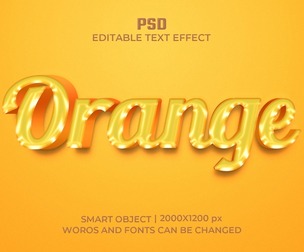 3D Orange PSD Fully Editable Text Effect. Layer Style PSD Mockup Template