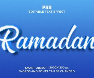 3D Ramadan PSD Fully Editable Text Effect. Layer Style PSD Mockup Template