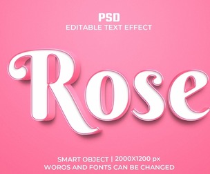 3D Rose PSD Fully Editable Text Effect. Layer Style PSD Mockup Template