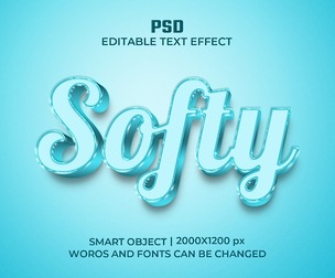 3D Softy PSD Fully Editable Text Effect. Layer Style PSD Mockup Template
