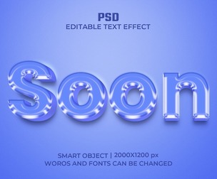 3D Soon PSD Fully Editable Text Effect. Layer Style PSD Mockup Template
