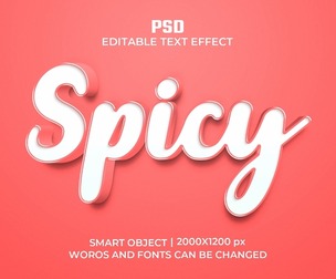 3D Spicy PSD Fully Editable Text Effect. Layer Style PSD Mockup Template