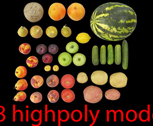 Fruits and Vegetables Collection High Poly 38 in 1 PBR