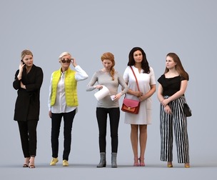 Basics_0045 - Standing A set containing 5 models of female adults standing in casual attire