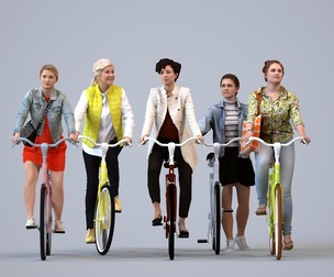 Basics_0051 - Cycling A set containing 5 models of female adults in casual attire in public