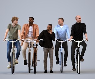 Basics_0052 - Cycling A set containing 5 models of male adults in casual attire in public settings