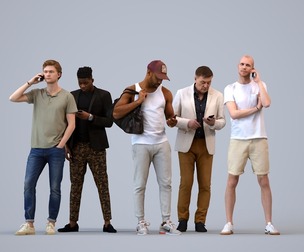 Basics_0058 - Standing A set containing 5 models of male adults standing in casual attire in public